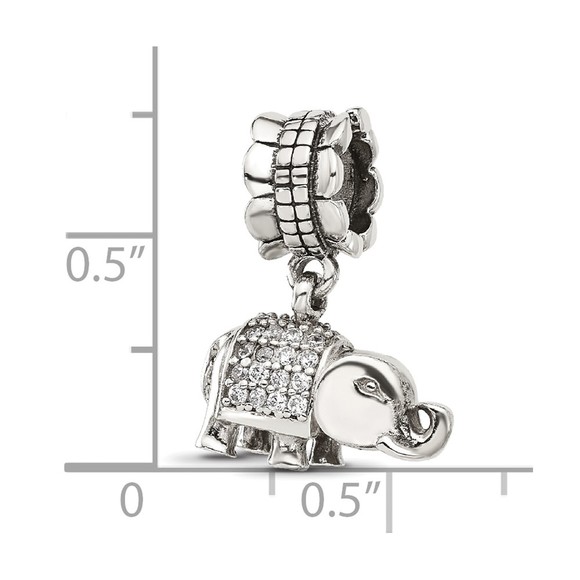 925 Sterling Silver Reflections CZ Elephant Dangle Bracelet Necklace Charm Bead - Picture 6 of 6